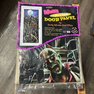 Vintage Halloween Door Window Wall Decor Lights & Sound Effect Zombies TESTED